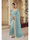 Womens Premium Fashion Ethnic Turquoise Blue Color Saree-MLSHWSA2133TQB0ONE