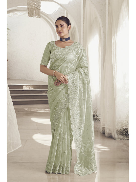 Womens Premium Fashion Ethnic Green Color Saree-MLSHWSA2123GRN0ONE