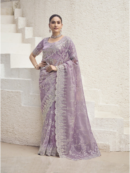 Womens Premium Fashion Ethnic Lavender Color Saree-MLSHWSA2120LVR0ONE