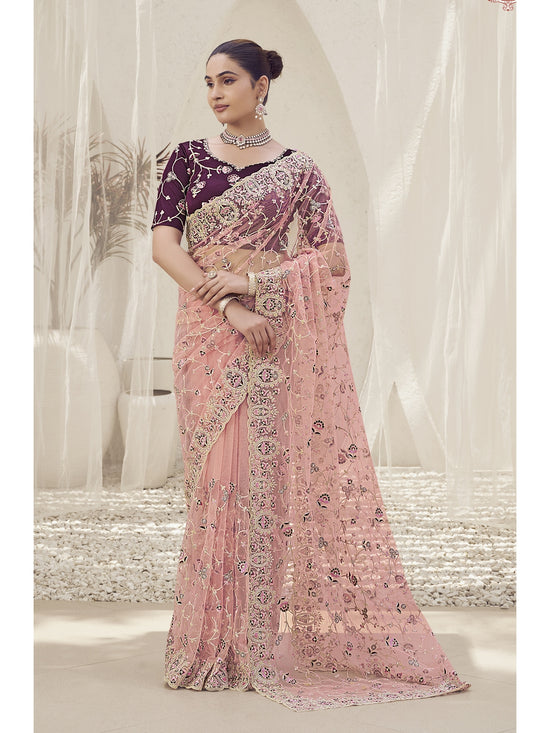 Womens Premium Fashion Ethnic Pink Color Saree-MLSHWSA2116PNK0ONE