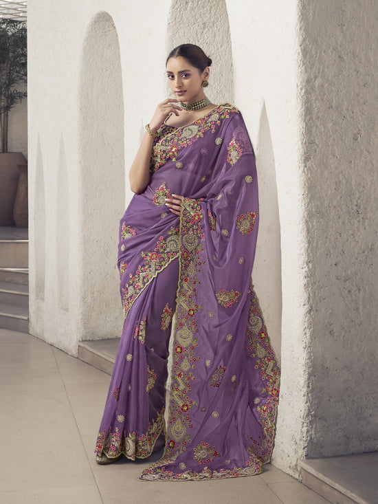 Womens Premium Fashion Ethnic Purple Color Saree-MLSHWSA2106PUP0ONE