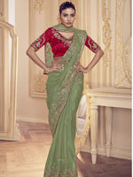 Womens Premium Fashion Ethnic Khaki Color Saree-MLSHWSA2072KHK0ONE