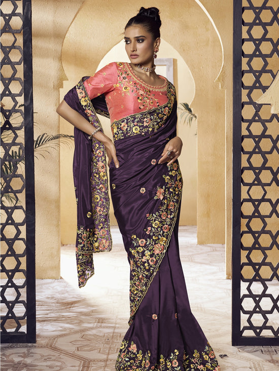 Womens Premium Fashion Ethnic Purple Color Saree-MLSHWSA2065PUP0ONE