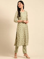 Women's Olive Printed Kurta Set-SKC-801-Olive