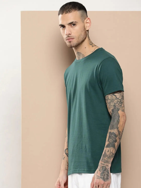 Difference Of Opinion Men's Dark Green Plain T-Shirt