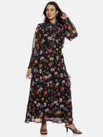 Floral Black Skirt-17419