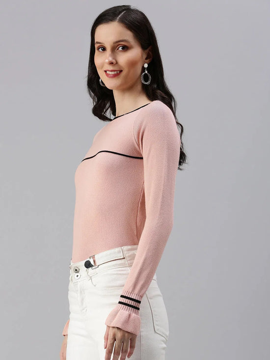 Women's Peach Solid Top-TG-A-185-Peach