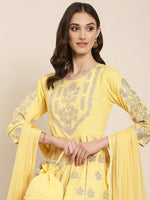 Women Yellow Floral Kurta Set-GW-3368-Yellow