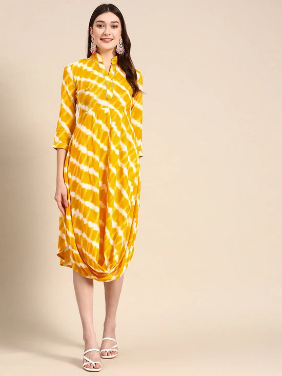 Front Cowl Midi Dress in Yellow