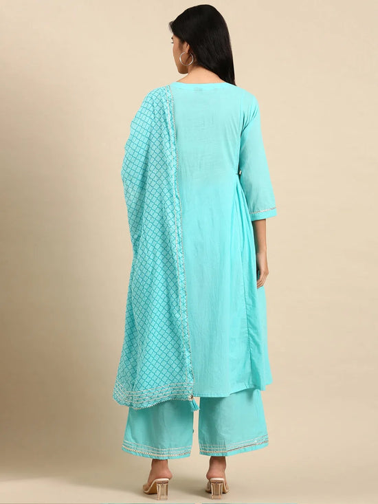 Women's Turquoise Blue Solid Kurta Set-FS-2-Turquoiseblue