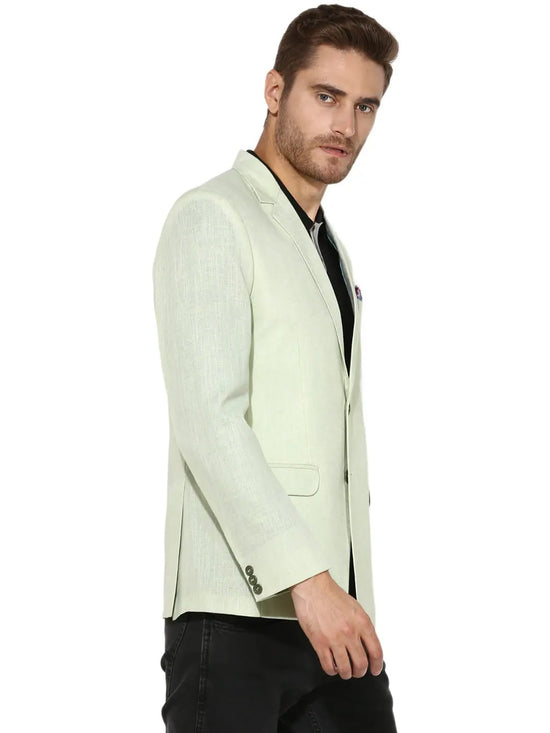 Hangup Men Standard Solid Men Formalwear-GreenLinenBlazer