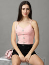 Women's Pink Solid Fitted Crop Top-TG-213-Pink