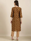 Women Brown Printed Straight Kurta-HO-2484-Brown