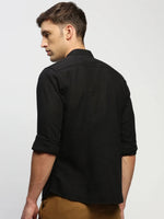 Men Black Solid Shirt-DINAH-1680-Black