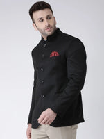 Hangup Men Standard Solid Men Formalwear-5Button_Black_Blazer