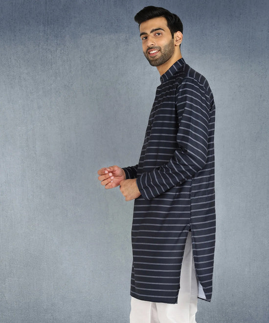 Hangup Men Standard Striped Men's Indian Wear-ST1111265_Navy_Lkurta