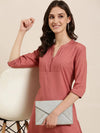 Women Mauve Solid Straight Kurta-NJ-1078236-Mauve