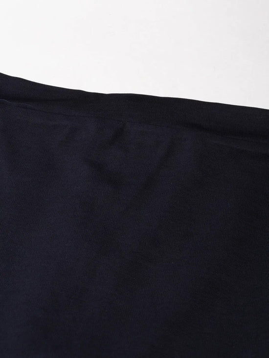 Women Navy Blue Solid Pencil Skirt-AE-10609-Navyblue