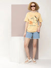 Dillinger Beige Graphic Oversized T-Shirt-WMNCR477BGE-XS