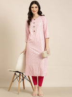 Women Pink Floral Straight Kurta-GW-4230-Pink