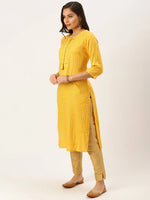 Women's Yellow Printed Straight Kurtas-HO-1430-Yellow