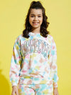 Girls Pink & White Terry Tie Dye Oversize Sweatshirt