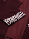 Women's Red Embroidered A-Line Kurta-SKC-7903-Burgundy