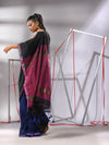 Black Cotton Saree With Sequine Work And Zari Stripe Pallu-MA55CT06520127