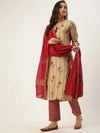 Women's Beige Printed Kurta Sets-FS-2199-Beige