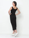 Rigo Solid Round Neck Sleeveless Maxi Dress