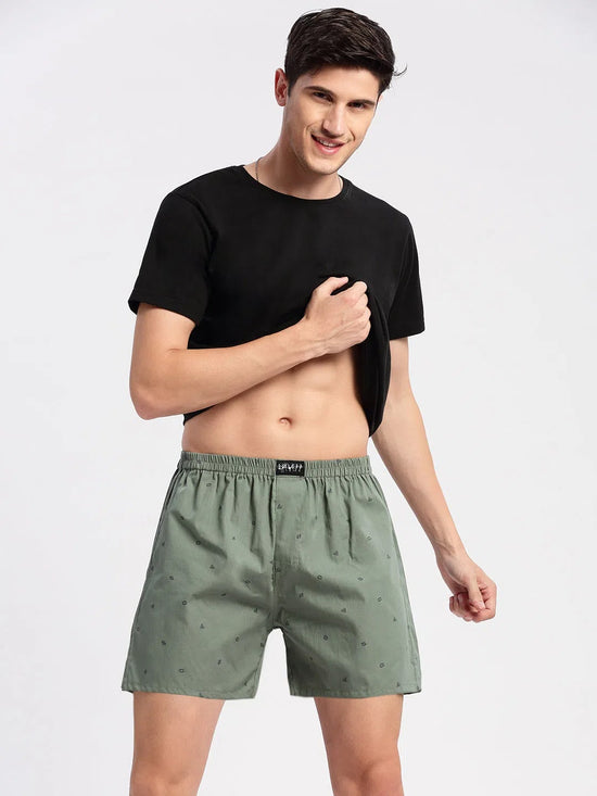 Men Printed Green Boxer-AM-141-11-Green