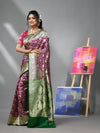 Purple Silk Banarasi Saree With Zari Woven Floral And Paisley Designs-MA52BSL441050054