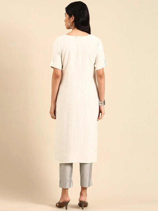 Women's White Solid Straight Kurta-SKC-862-Offwhite