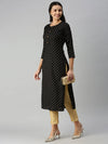 Women's Black Floral Straight Kurta-GW-2111-Blackgold