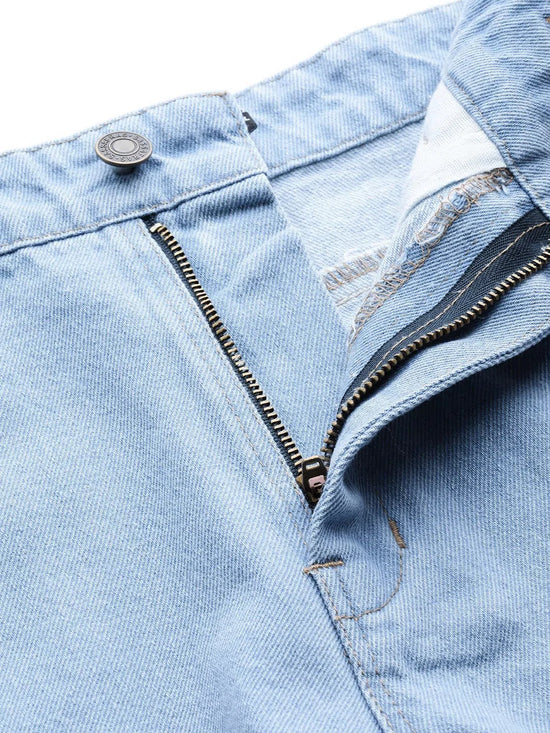 Ice Blue Frayed Look Shorts