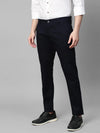 Genips Men's Cotton Stretch Caribbean Slim Fit Self Design Navy Trousers