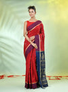 Red Cotton Saree With Ethnic Motifs-MA66BCT431080053