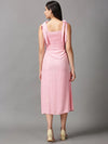 Women's Pink Solid Fit and Flare Dress-AE-15681-Pink