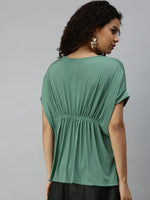 Women Green Solid Kaftan Top-AE-10178-Green