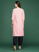 Women Pink Geometrical Straight Kurta-DF-1573-Pink