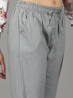 Women's Grey Solid Cigarette Trouser-AL-001-Grey