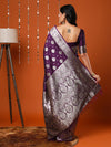 Saree Mall Women's  Blend Purple Woven Design Designer Saree With Blouse Piece-17PAKHI1807