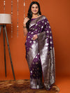 Saree Mall Women's  Blend Purple Woven Design Designer Saree With Blouse Piece-17PAKHI1807