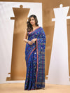 Blue Cotton Blend Handwoven Saree With Paisey Motifs-MA53BCT041400057