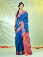 Sapphire Blue Cotton Saree With Nakshi Zari Borders-MA66BCT431050025