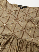 Women's Taupe Geometrical Anarkali Kurta-ON-671-Taupe