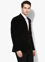 Hangup Men Standard Solid Men Formalwear-Black2BTNVelvetBlazer