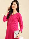 Women's Pink Solid Straight Kurti-BGE-513-Pink