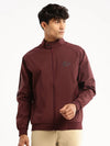 Men Maroon Mock Collar Solid Bomber-STCW-J-13-Maroon