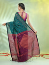 Teal Cotton Saree With Geomatric Patterns-MA66BCT43830034